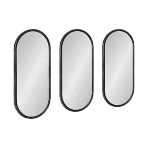 Caskill 10.00 in. W x 22.00 in. H Oval MDF Black Framed Modern Mirror Set