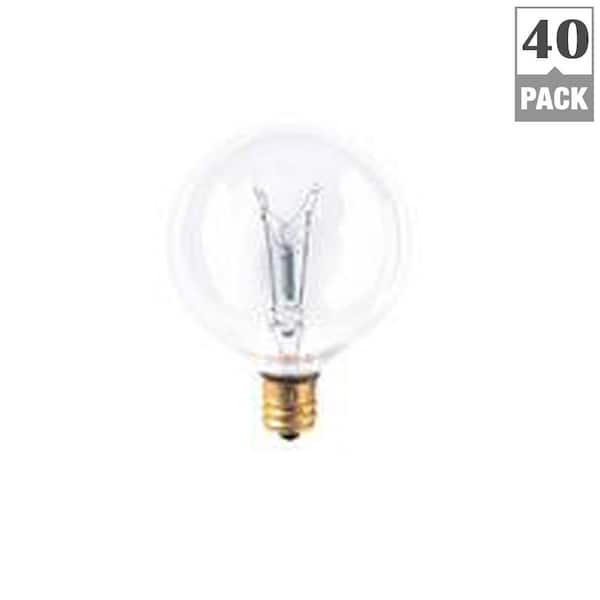 Bulbrite 25-Watt Warm White Light G16.5 (E12) Candelabra Screw Base Dimmable Clear Incandescent Light Bulb, 2700K (40-Pack)