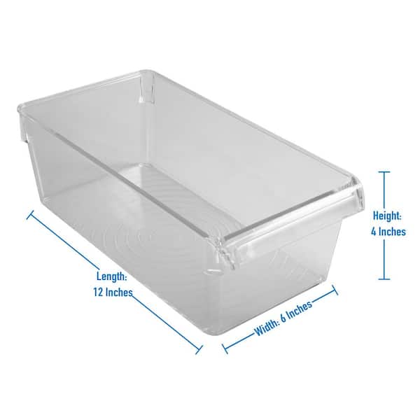 Simplemade 2 Pack 8.25 x 12.5 Clear Fridge Bin with Blue G
