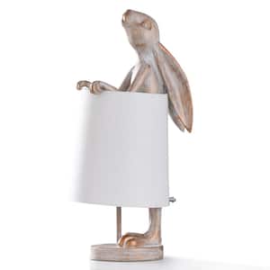 Malta 23 in. White Washed Light Copper Rabbit Traditional Lamp