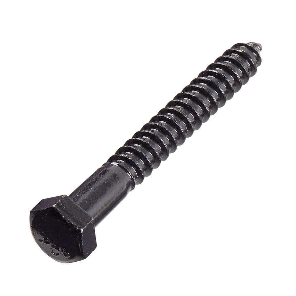 DECKMATE 1/2 in. x 4 in. Black Exterior Hex Head Lag Screw (25Pack) 815030 The Home Depot
