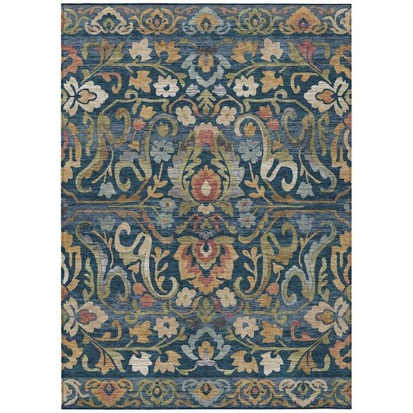 Chantille Machine Washable Indoor/Outdoor Abstract ACN2193 Navy 9 ft. x 12 ft. Area Rug
