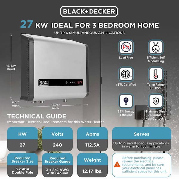 Rheem Performance 27 kw Self-Modulating 5.27 GPM Tankless Electric Water  Heater RETEX-27 - The Home Depot