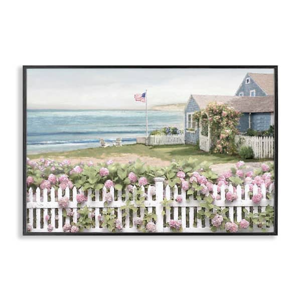 Stupell Industries Coastal Bay Cottage by Amber Sterling Black Framed Nature Giclee Art Print 12 in. x 18 in.