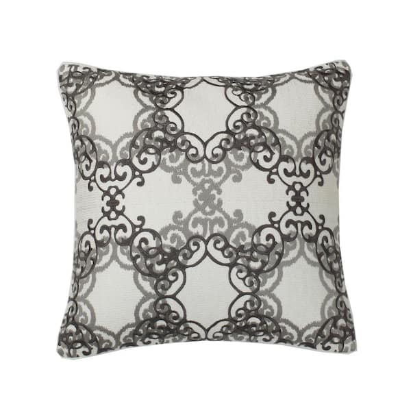 The Company Store Embroidered Natural Medallion 26 In X 26 In Decorative Throw Pillow Cover Od60 26x26 Medallion The Home Depot