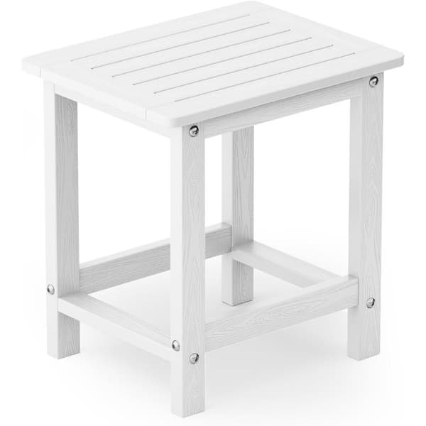 16.73 in. H White Square Single Layer Plastic Adirondack Outdoor Patio Side Table