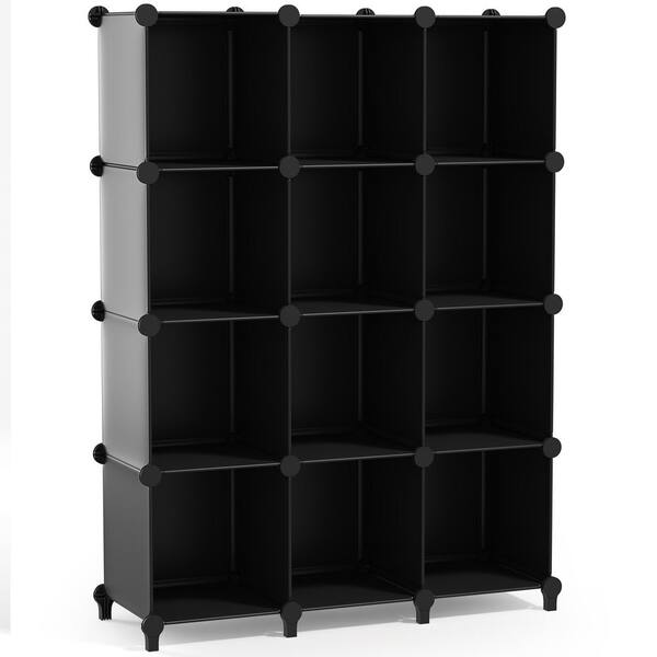 50.2 in H x 37 in W x 12.25 in D Black Fabric 20-Cube Storage Organizer, Waterproof Cubby Shelf for Closet