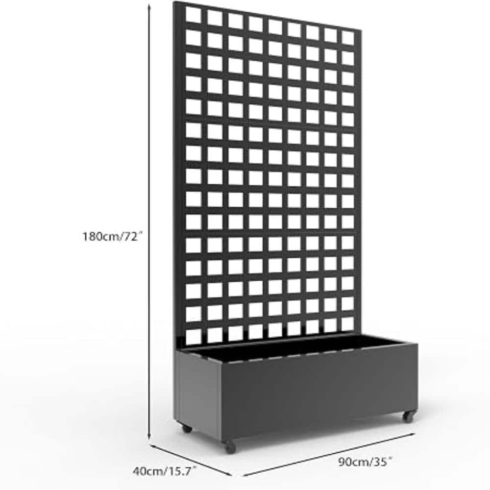"72""x35"" Galvanized Raised Garden Bed with Trellis on Locking Wheels, Mobile Metal Planter Box for Climbing Plants-Square" price history on PriceWatchPro