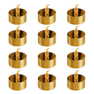 Battery Operated Gold Plated LED Tea Lights (12-Count)