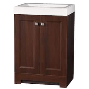 Shaila 24.5 in. W x 16.25 in. D x 35.06 in. H Single Sink Bath Vanity in Truffle with White Cultured Marble Top