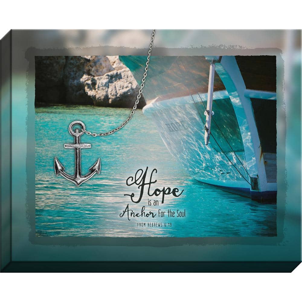 Embellished Canvas Hope W/ Metal Anchor By Carpentree Canvas