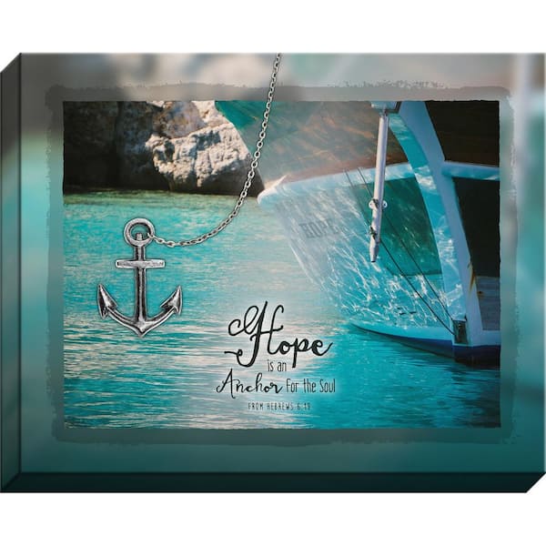CARPENTREE INC Embellished Canvas "Hope W/ Metal Anchor" By Carpentree Canvas