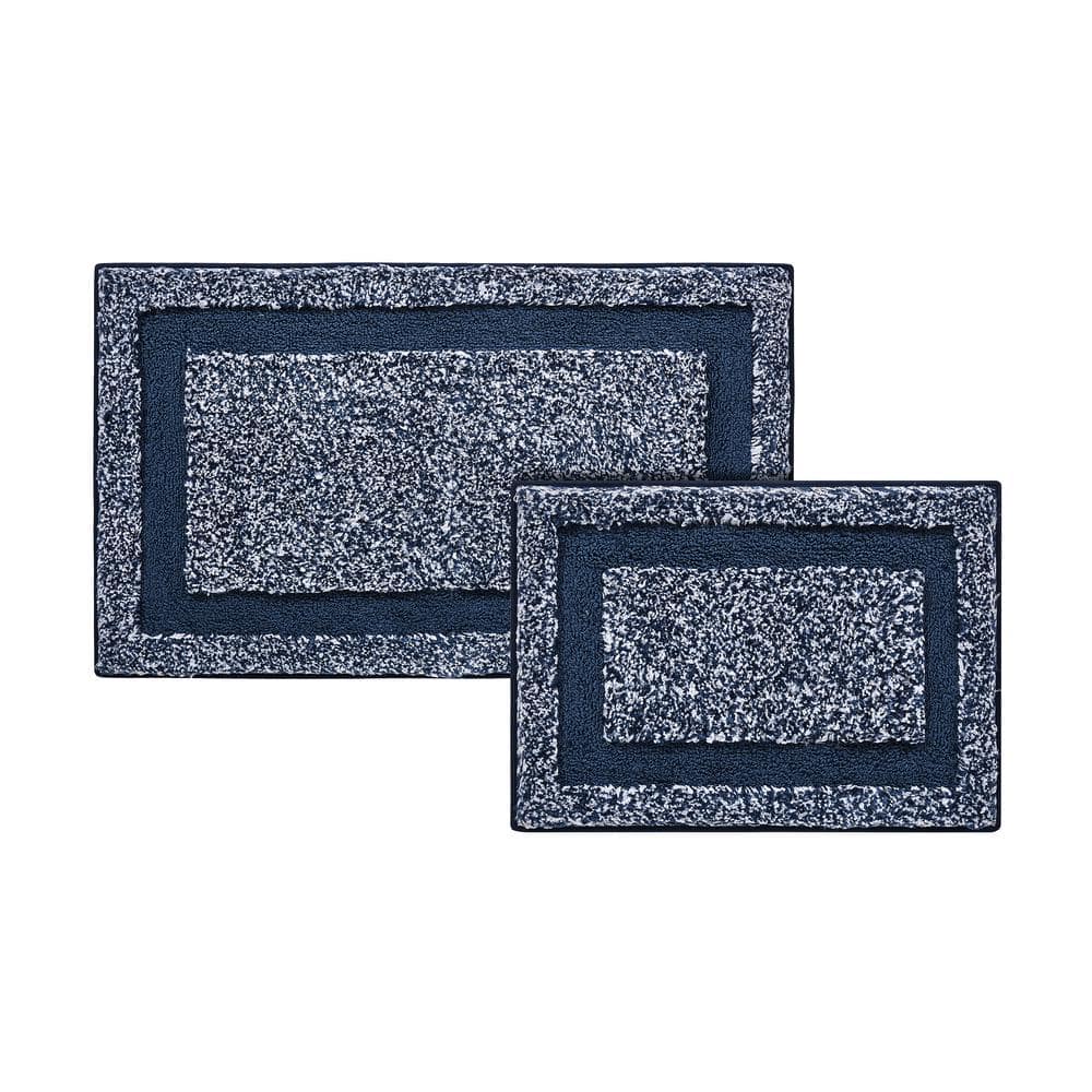 VCNY Home Heathered Navy Blue/White Hotel Border Polyester Rectangle 2
