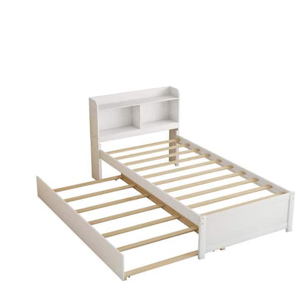 wetiny White Wood Frame Twin Platform Bed