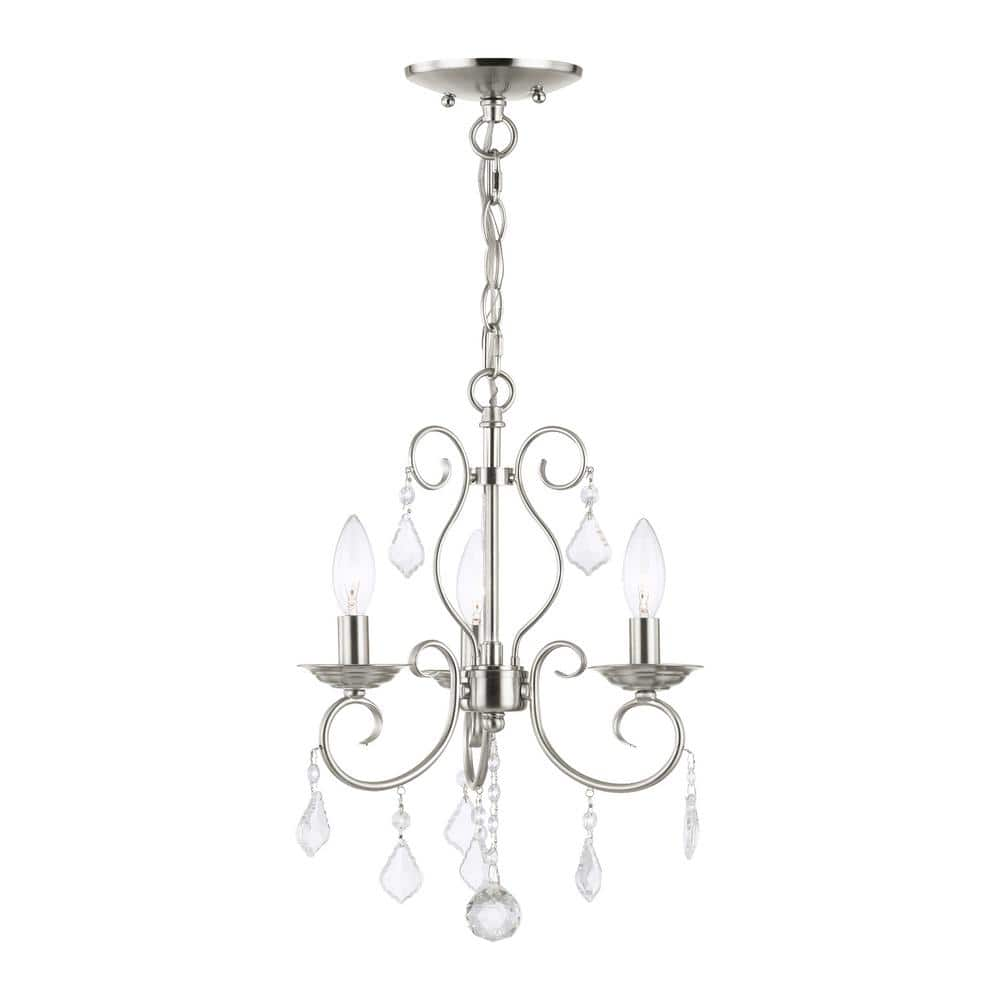 Livex Lighting Donatella 3 Light Brushed Nickel Convertible Mini  Chandelier/Ceiling Mount 50763-91 - The Home Depot