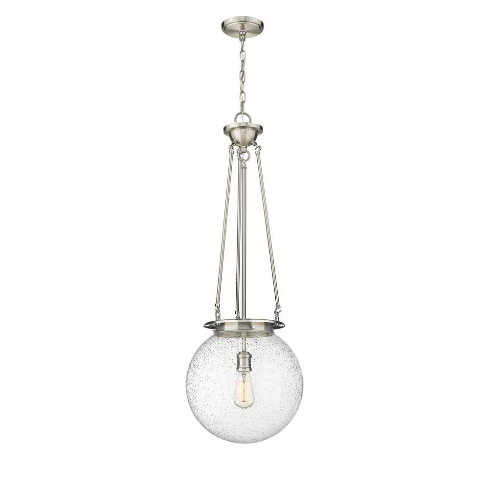Beacon 100-Watt 1-Light Satin Nickel Shaded Mini Pendant Light with Seeded Glass Shade price history on PriceWatchPro