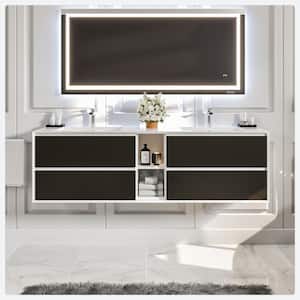 Vienna 75 in. W x 20.5 in. D x 22.5 in. H Floating Double Bathroom Vanity in Blackwood with White Acrylic Top