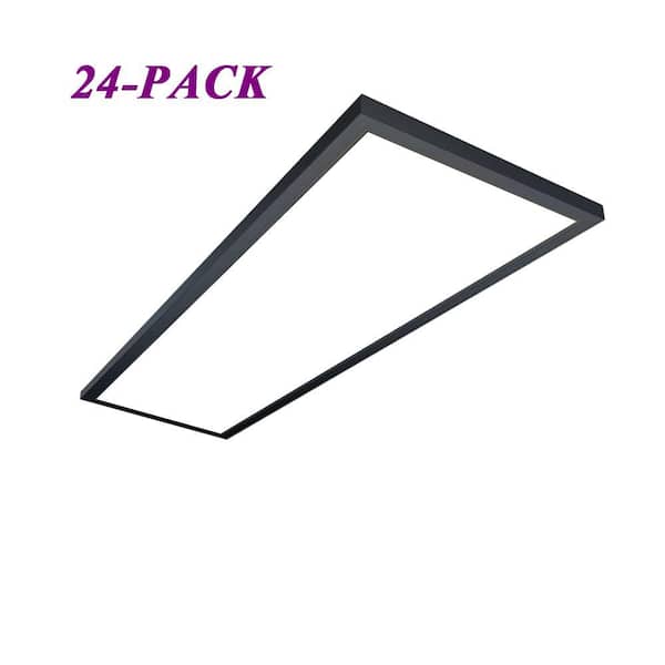 Led Light Ceiling Panel AIKVSXER 24-Pack 1 ft. x 4 ft. 5500 LM Black Integrated LED Panel Light ...