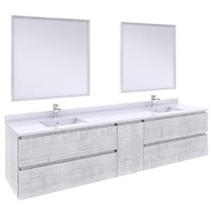 Formosa 84 in. W x 20 in. D x 20 in. H White Double Sinks Bath Vanity in Rustic White with White Vanity Top and Mirrors