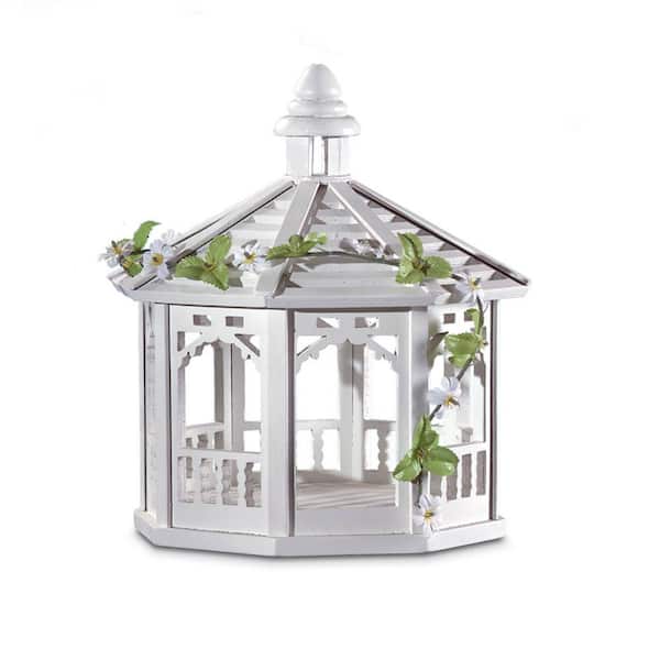 Zingz & Thingz 8.12 in. x 8.12 in. x 10.5 in. White Gazebo Bird Feeder