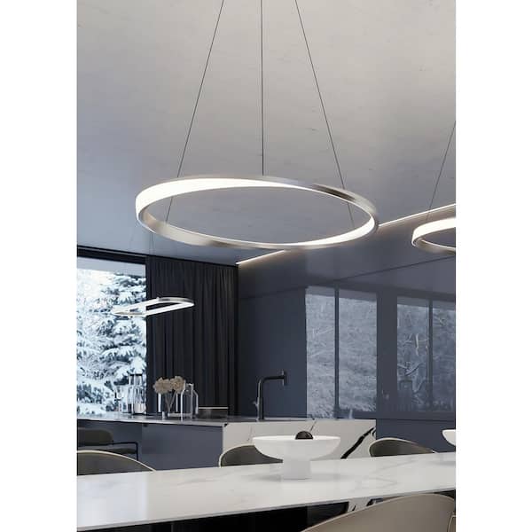 Oberon 1-Light Brushed Nickel LED Outdoor Pendant Light