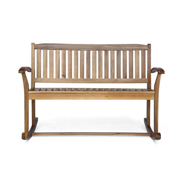 Unbranded Natural Acacia Wood Outdoor Rocking Chair, Wear-resistant Rocking Loveseat