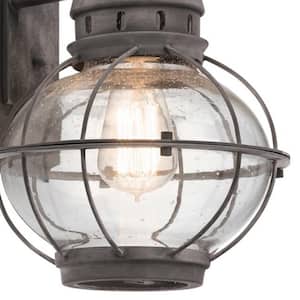 Bridge Point 1-Light Weathered Zinc Outdoor Hardwired Wall Lantern Sconce with No Bulbs Included (1-Pack)