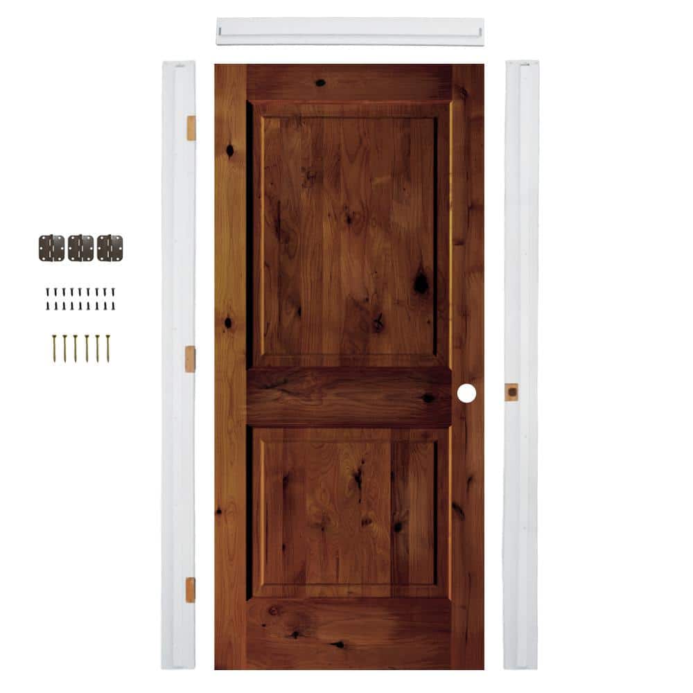24in.x80in. Alder 2-Panel Sq. Top Left-Hand Red Chestnut Stain Assembly Required Interior Door Kit w/QuickAssembleJamb price history on PriceWatchPro