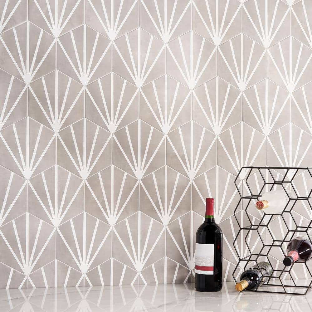 GeoHex Sand 8" Hexagon Matte Porcelain Floor and Wall Tile