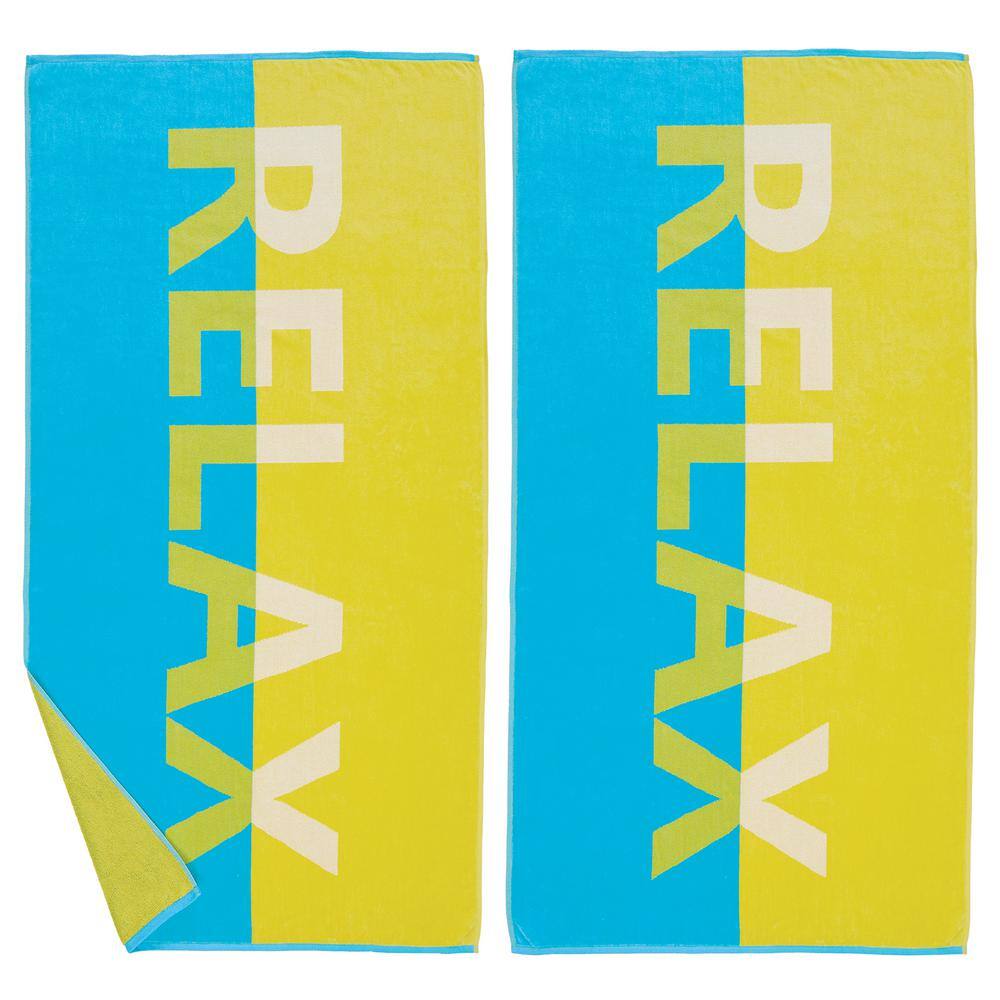 FRESHFOLDS Yellow 100 Cotton 2 Pack Premium Luxury Soft Beach Towel