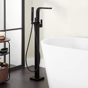 Hibiscus Single-Handle Floor Mounted Roman Tub Faucet in. Matte Black
