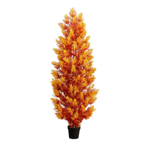 5 ft. UV Resistant Autumn Artificial Fall Cedar Tree (Indoor/Outdoor)