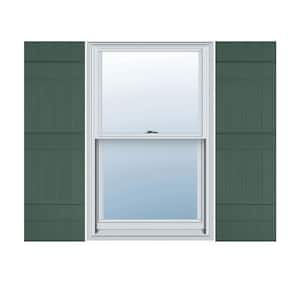 14 in. W x 59 in. H Vinyl Exterior Joined Board and Batten Shutters Pair in Forest Green