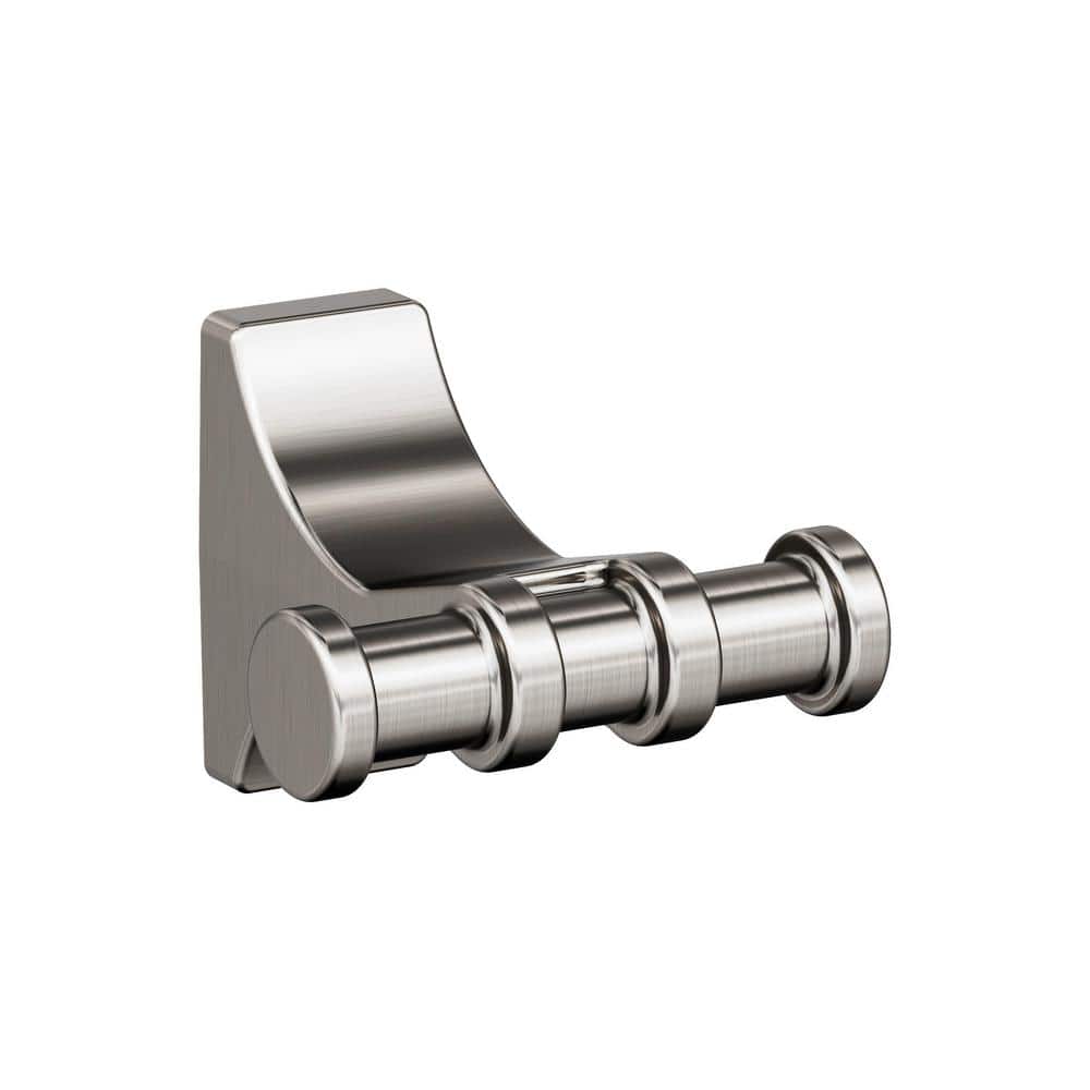 Brushed Nickel Double Prong Wall Mounted Robe Hook