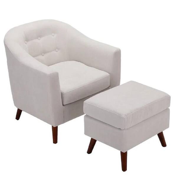 white tufted chair and ottoman