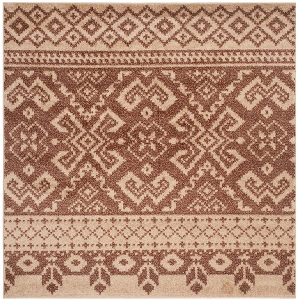 SAFAVIEH Adirondack Camel/Chocolate 4 ft. x 4 ft. Square Geometric Area Rug