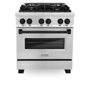 Autograph Edition 30 in. 4 Burner Dual Fuel Range in Stainless Steel and Matte Black