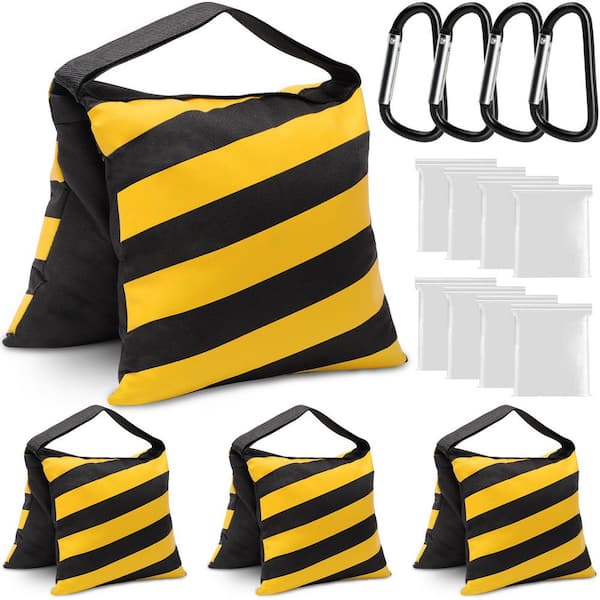 4-Pack Yellow Sandbag Weight Bags, Saddlebags for Backdrop Stand, Photo Tripod, Pop up Tent and Umbrella Base