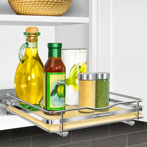 Lynk Professional Pull Out Cabinet Organizer, Slide Out Pantry Shelf 11-in  W x 4-in H 1-Tier Cabinet-mount Metal Pull-out Under-sink Organizer in the Cabinet  Organizers department at