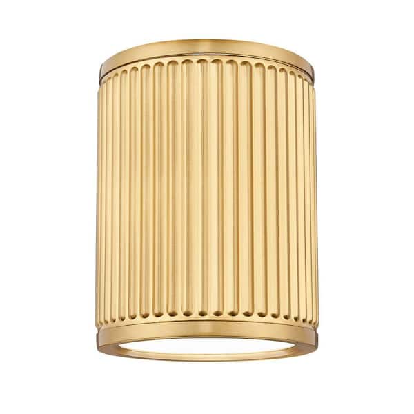 Stari 6.25 in. Modern Gold Integrated LED 1 Light Flush Mount with Frosted Acrylic Shade