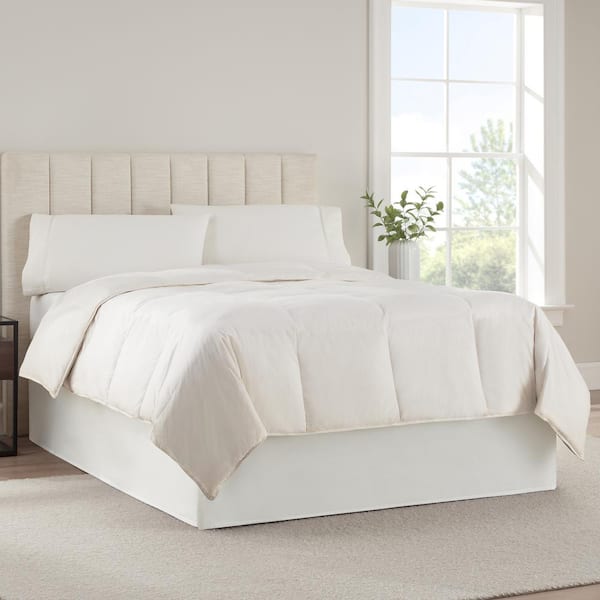 Serta Modern Solid Bed Skirt, Dust Ruffle with 13 in. Drop, Machine Washable, Queen 60 in. W x 80 in. L, White