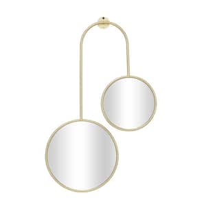 28 in. x 18 in. Round Framed Gold Wall Mirror