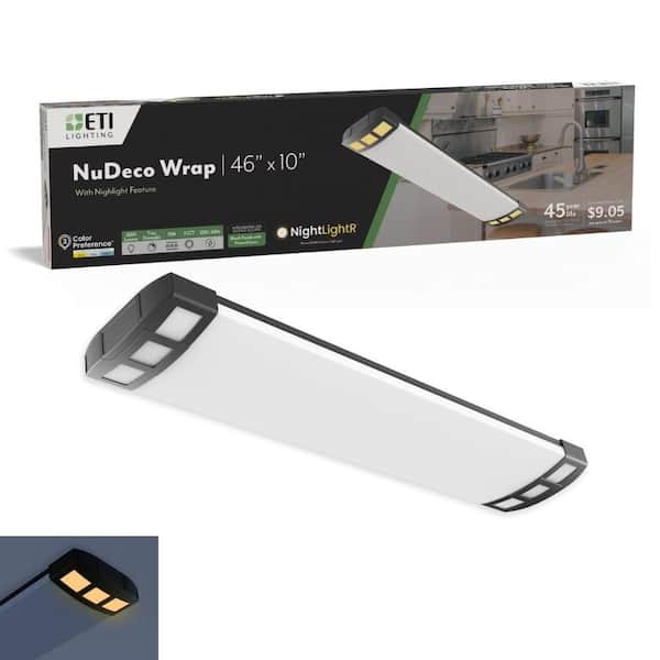 NuDeco 4 ft. x 10 in. Black Craftsman Style LED Wrap Light Fixture w/ Nightlight 4500LM 70W 120V Adjustable CCT Dimmable