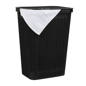 Black 23.5 H x 14.25 W x 18.25 D Plastic Modern 60 L Slim Clothes Basket with Lid Rectangle Laundry Room Hamper
