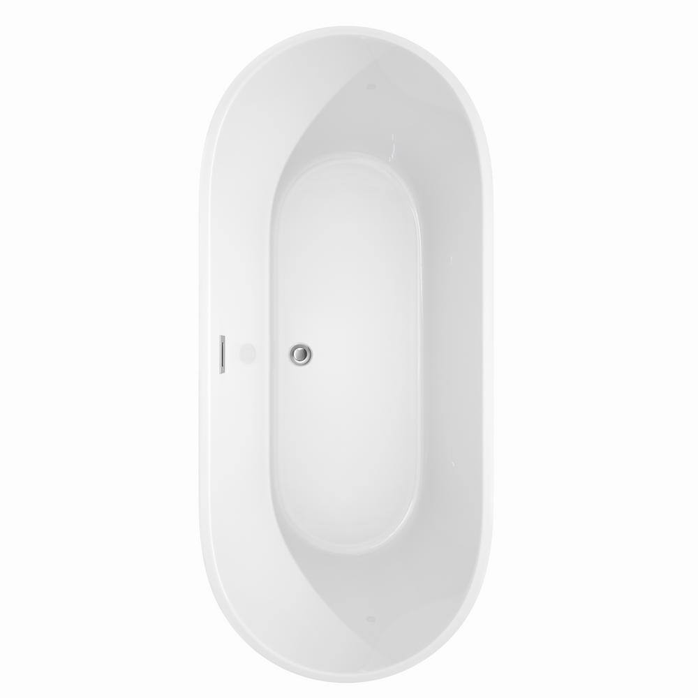 Carissa 71'' White Freestanding Acrylic Bathtub with Brushed Nickel Trim