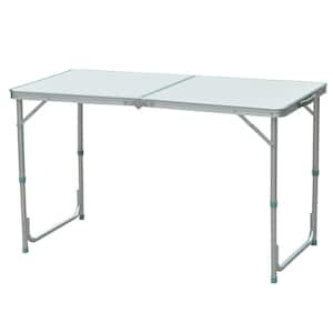 Rectangle Aluminum Adjustable Height Outdoor Picnic Table with Folding Portability and Carrying Handle