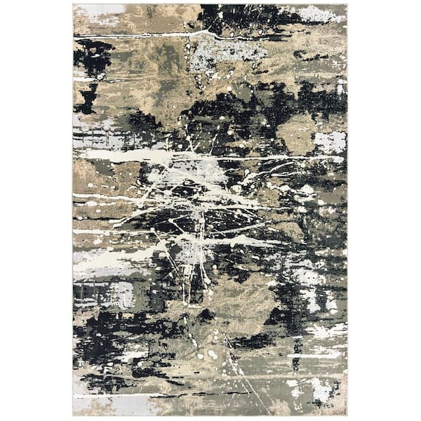 AVERLEY HOME Brayden Black/Gold 5 ft. x 8 ft. Abstract Area Rug