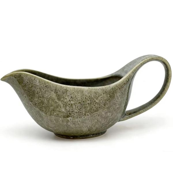 24 oz. Ceramic Gravy Boat in Green with Drip-Proof Spout, Large Easy-Grip Handle, Dishwasher Microwave