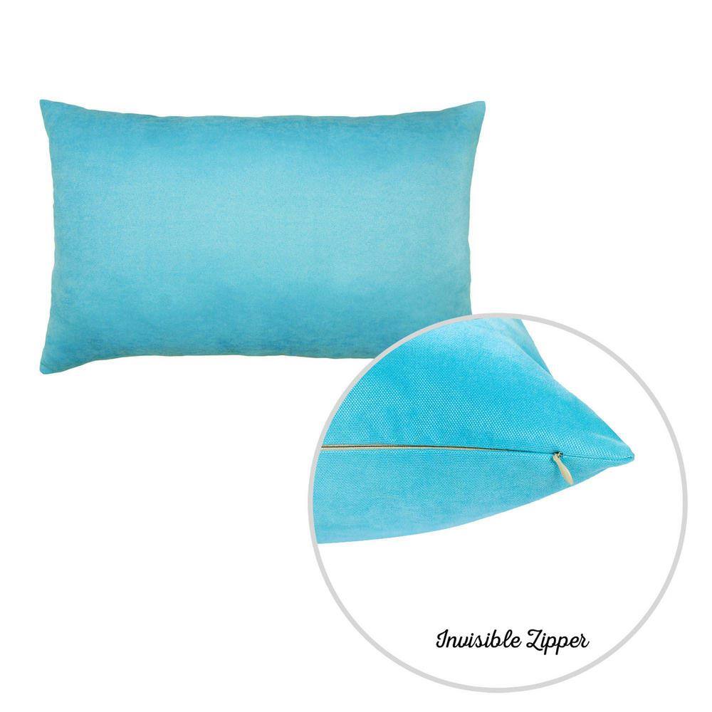 Sky Blue Polyester Lumbar Pillow Covers Set of 4