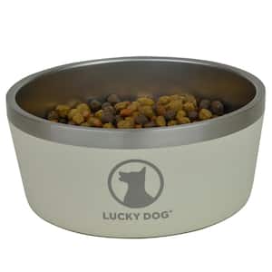 INDULGE 40 oz. 5 Cup Double Wall Stainless Steel Dog Bowl To Non Slip To Lifetime Warranty in Beige